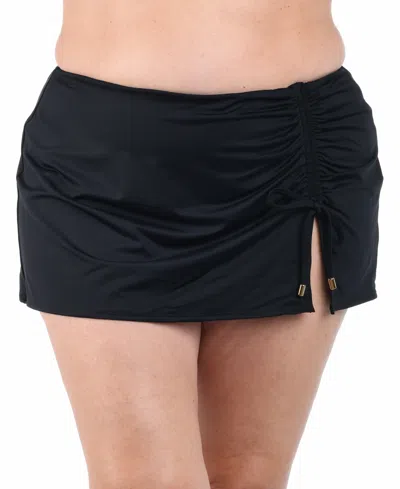 La Blanca Plus Size Island Goddess Adjustable Tunnel Swim Skirt In Blue