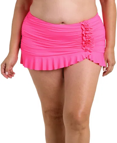 La Blanca Island Goddess Ruffle Skirted Bikini Bottoms In Bright Pink