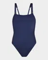 La Blanca Plus Size Lb Luxe Square-neck One-piece Swimsuit In Indigo