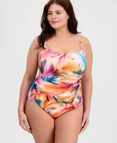 La Blanca Plus Size Scoop Neck One-piece Swimsuit In Multi