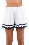 La Blanca Poolside Rickrack Linen Blend Cover-up Shorts In White