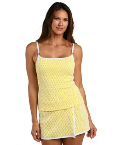 La Blanca Prep Paddle Lingerie Strap Underwire Tankini Overlay Skirt In Yellow