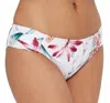 La Blanca Printed Stretch Ruched Sides Bikini Bottom In White In White