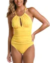 La Blanca Island Goddess High Neck One-piece Swimsuit In Yellow