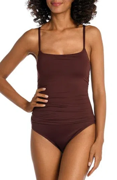 La Blanca Ruched One-piece Swimsuit In Brown