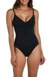 La Blanca Ruched One-piece Swimsuit In Black