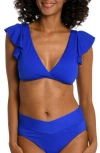 La Blanca Ruffle Bikini Top In Sapphire