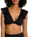 La Blanca Ruffle Bikini Top In Black