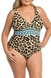 La Blanca Plus Size Running Cross-back One-piece Swimsuit In Brown