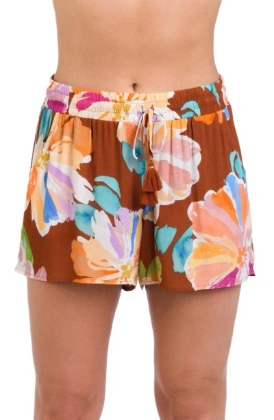 La Blanca Saharan Sands Cover-up Shorts In Cinnamon