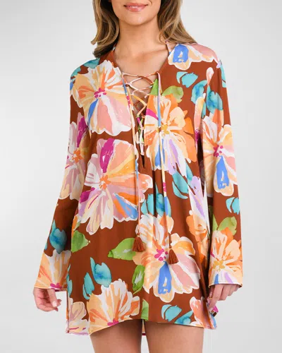 La Blanca Saharan Sands V-neck Tunic Coverup In Multi