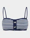 La Blanca Sail Striped Bandeau Bikini Top In Indigo