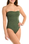 La Blanca Salt Bandeau Mio One Piece Swimsuit In Olive
