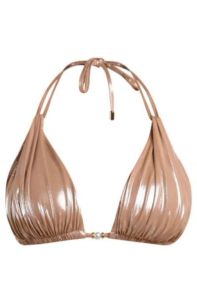 La Blanca Sand Halter Bikini Top In Brown