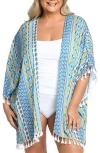 La Blanca Scarf City Kimono In Ice Blue
