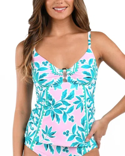 LA BLANCA SCOOP NECKLINE TANKINI TOP IN OPULENT PALM MULTI