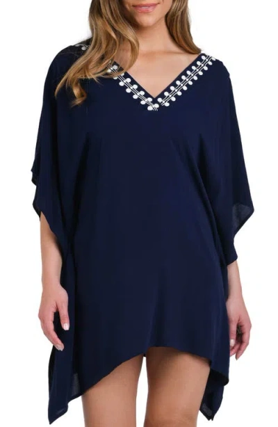 La Blanca Sea Scallops V-neck Cover-up Caftan In Indigo