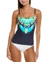 La Blanca Seas Lingerie Strap Tankini Top In Blue