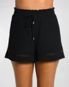 La Blanca Beach Cotton Cover-up Shorts In Black