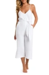 La Blanca Seaside V-neck Gauze Cropped Jumpsuit In White