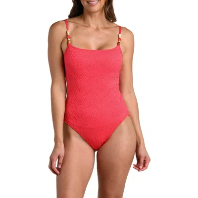 La Blanca Shell Bound Beaded Strap One-piece Swimsuit In Pink