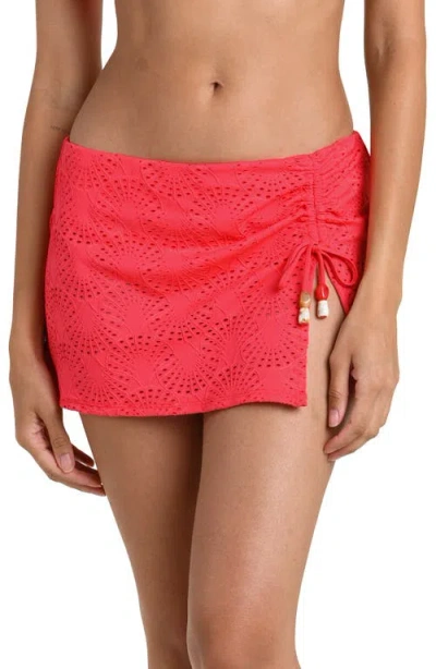 La Blanca Shellbound Eyelet Swim Skirt In Pink