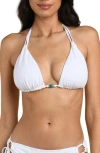 La Blanca Shellbound Eyelet Triangle Bikini Top In White