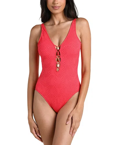 La Blanca Shellbound Plunge One Piece Swimsuit In Red