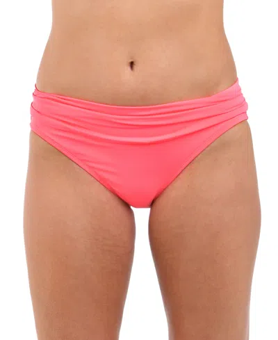 La Blanca Shirred Banded Hipster Bikini Bottoms In Coral Reef