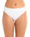 La Blanca Shirred Banded Hipster Bikini Bottoms In White