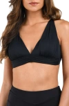 La Blanca Shirred Bikini Top In Black