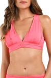 La Blanca Ig Shirred Band Twist Back Bikini Top In Coral Reef