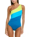La Blanca Island Goddess Ruched Colorblock One-shoulder One-piece Swimsuit In Multi
