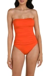 La Blanca Shirred Cutout One-piece Swimsuit In Orange