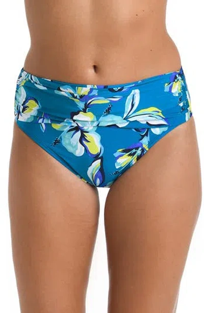 La Blanca Mid-waist Sash Band Bikini Bottom In Fiji Tropics Ocean