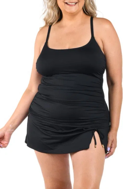 La Blanca Shirred Tankini Top In Black