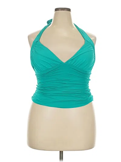 Pre-owned La Blanca Sleeveless Top Teal Halter Neckline Tops