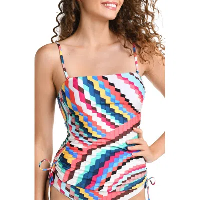 La Blanca Slice Bandeaukini Tankini Top In Blue/green Multi
