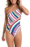 La Blanca Slice Of Paradise One-shoulder One-piece Swimsuit In Blue/ Green Multi