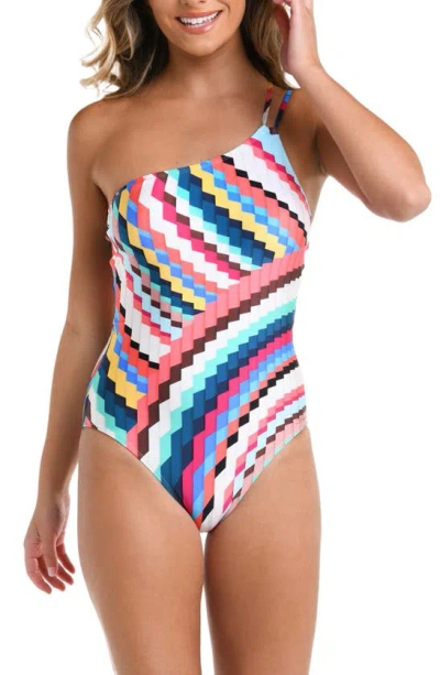 La Blanca Slice Of Paradise One-shoulder One-piece Swimsuit In Blue/green Multi
