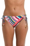 La Blanca Slice Side Tie Hipster Swim Bottoms In Blue/green Multi