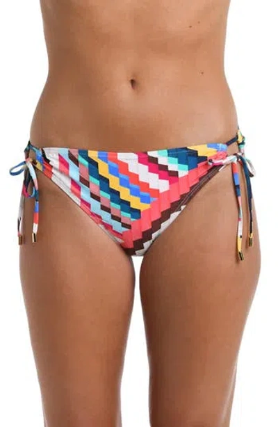 La Blanca Slice Side Tie Hipster Swim Bottoms In Blue/green Multi