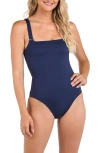 La Blanca Square Neck One-piece Swimsuit In Indigo