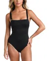 La Blanca Plus Size Lb Luxe Square-neck One-piece Swimsuit In Black