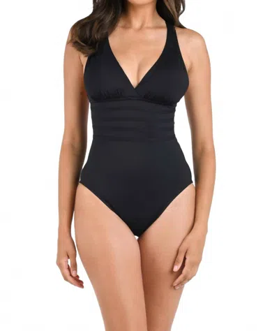La Blanca Standard Island Goddess Multi Strap Cross Back Swimsuit In Black