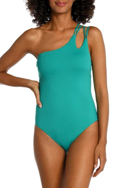 La Blanca Womens One Shoulder Strappy One-piece Swimsuit In Blue