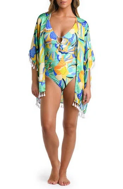 La Blanca Sun Tassel Trim Cover-up In Blue
