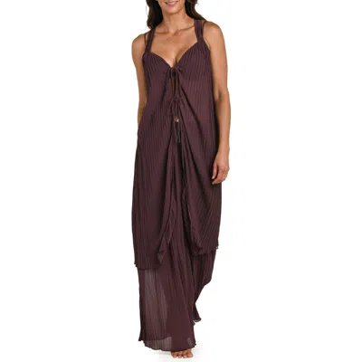 La Blanca Sunbeams Open Tie Front Cover-up In Brown