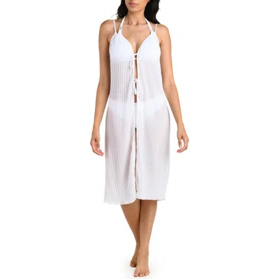 La Blanca Sunbeams Open Tie Front Cover-up In White