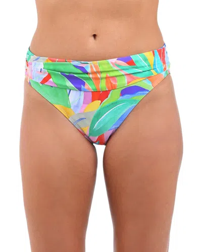 La Blanca Tropi Flage Shirred Band Hipster Bottom In Multi